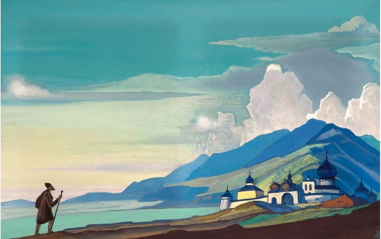 Nicholas Roerich, manastıra doğru yürüyen bir hacı